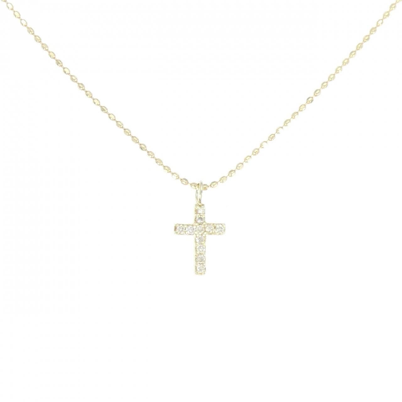 K10YG クロス ダイヤモンド ネックレス 0.05CT
