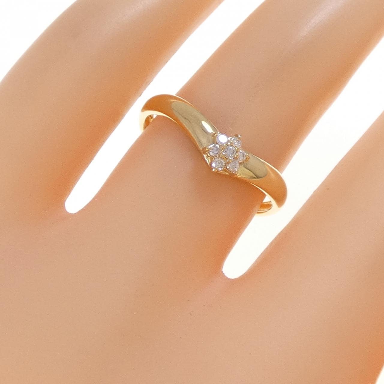 K18YG フラワー ダイヤモンド リング 0.07CT