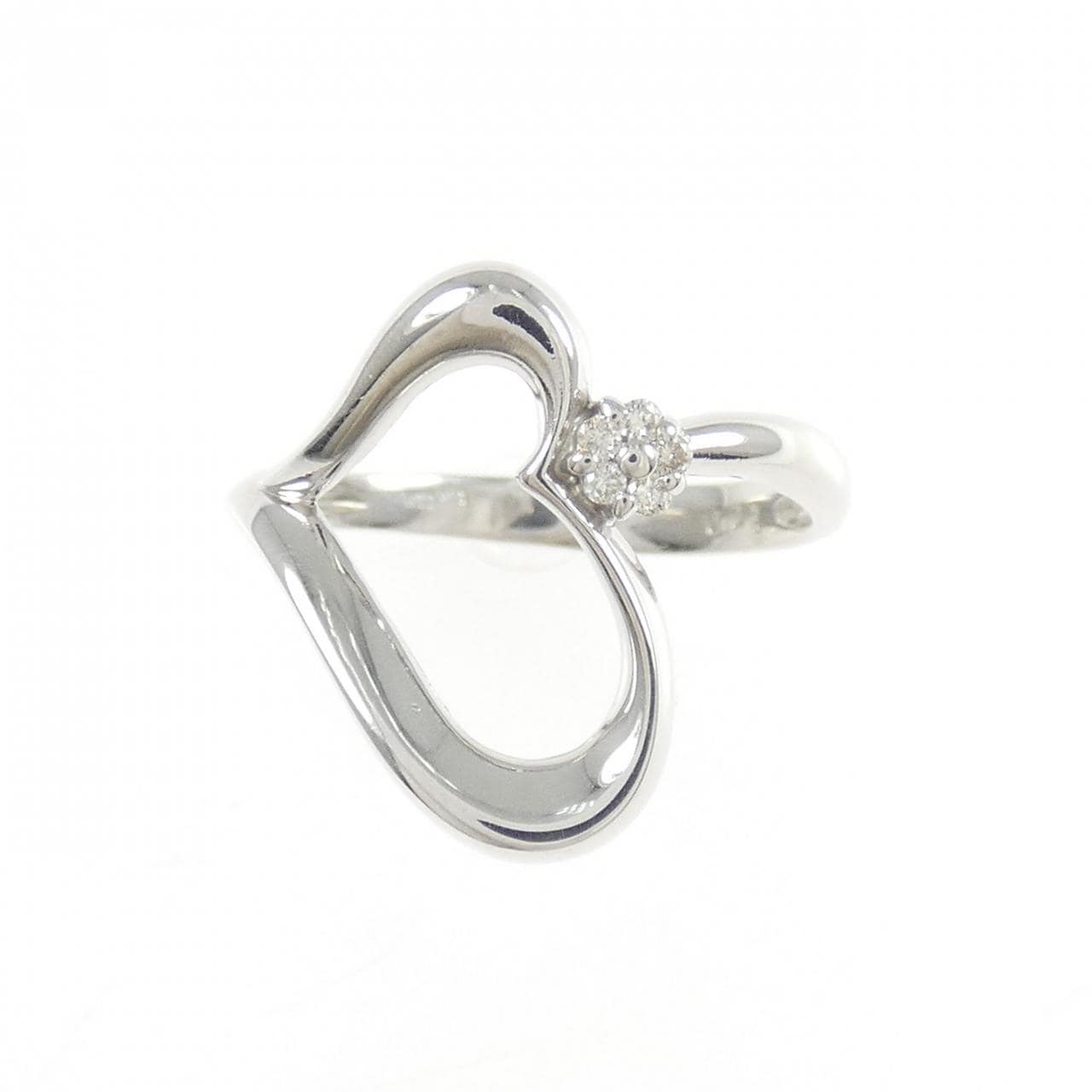 K10WG ハート×フラワー ダイヤモンド リング 0.03