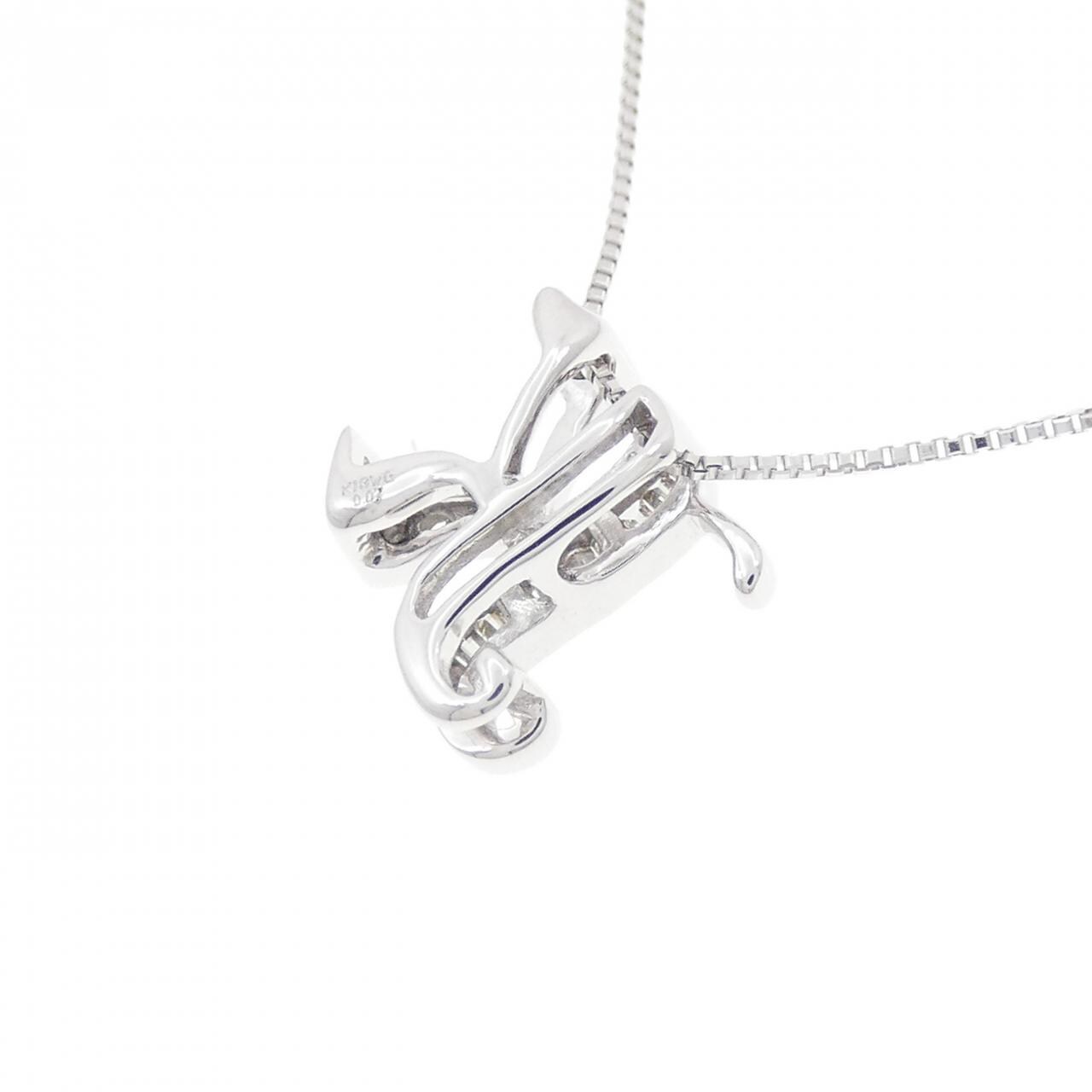 K18WG イニシャルK ダイヤモンド ネックレス 0.07CT