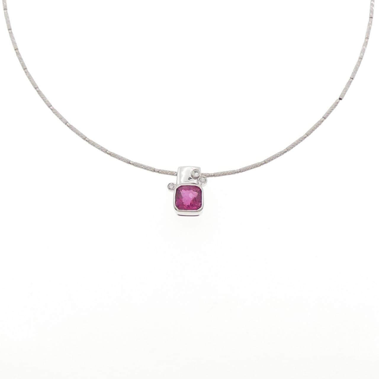 K18WG ルベライトトルマリン ネックレス 1.86CT
