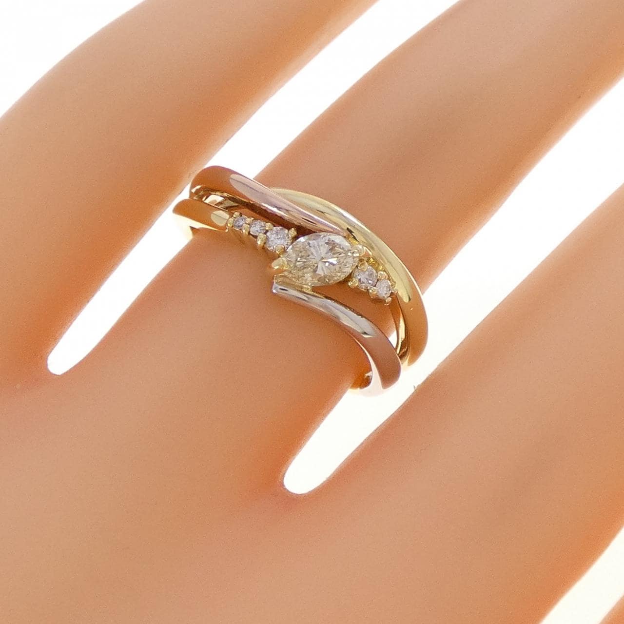 K18YG/PT900 ダイヤモンド リング 0.29CT