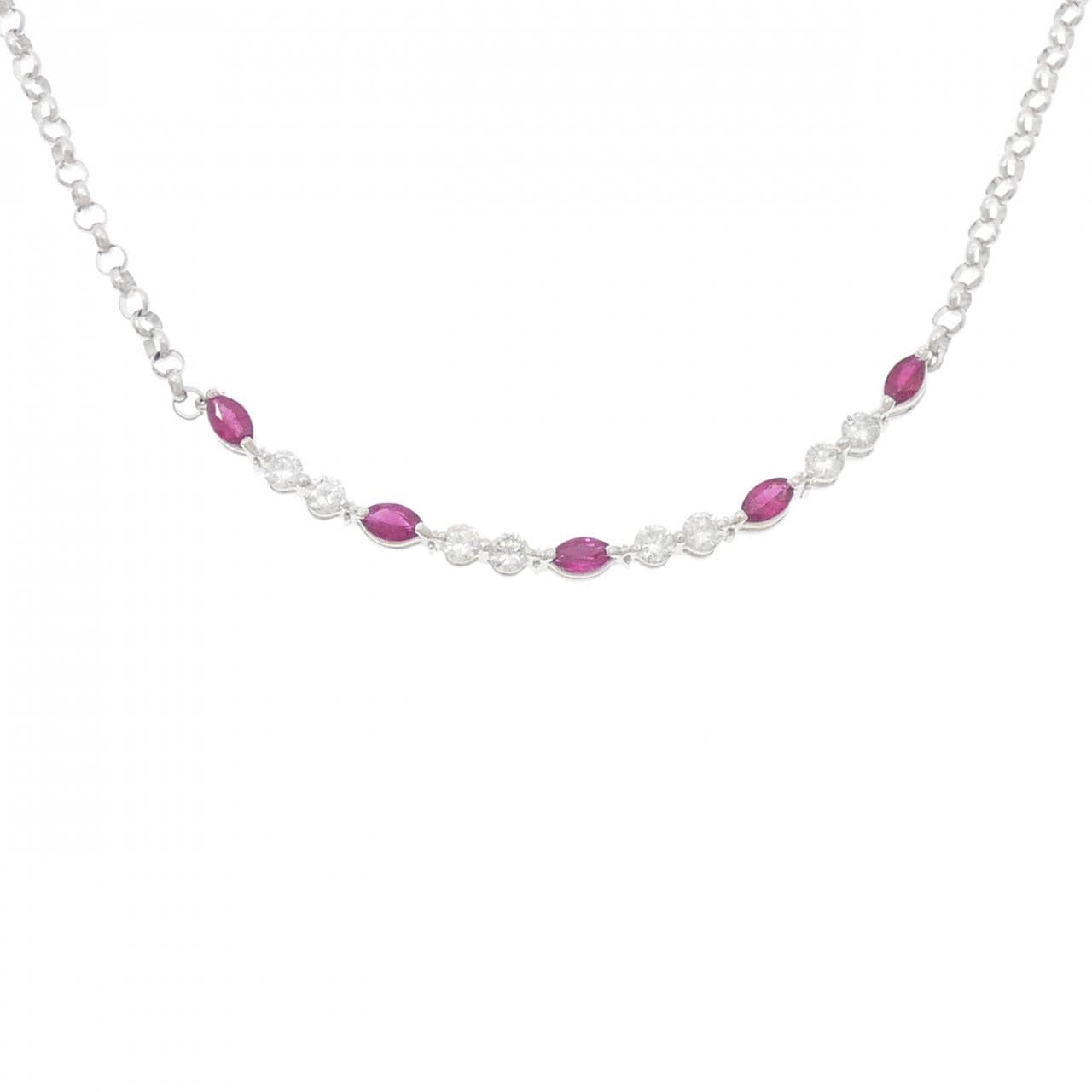PT900/PT850 ルビー ネックレス 1.18CT