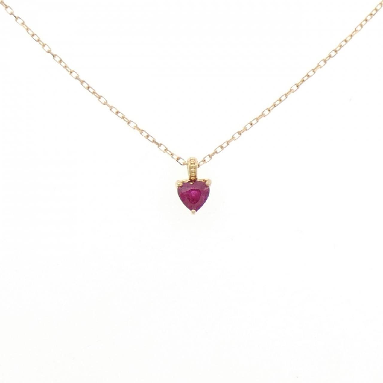 K18YG ハート ルビー ネックレス