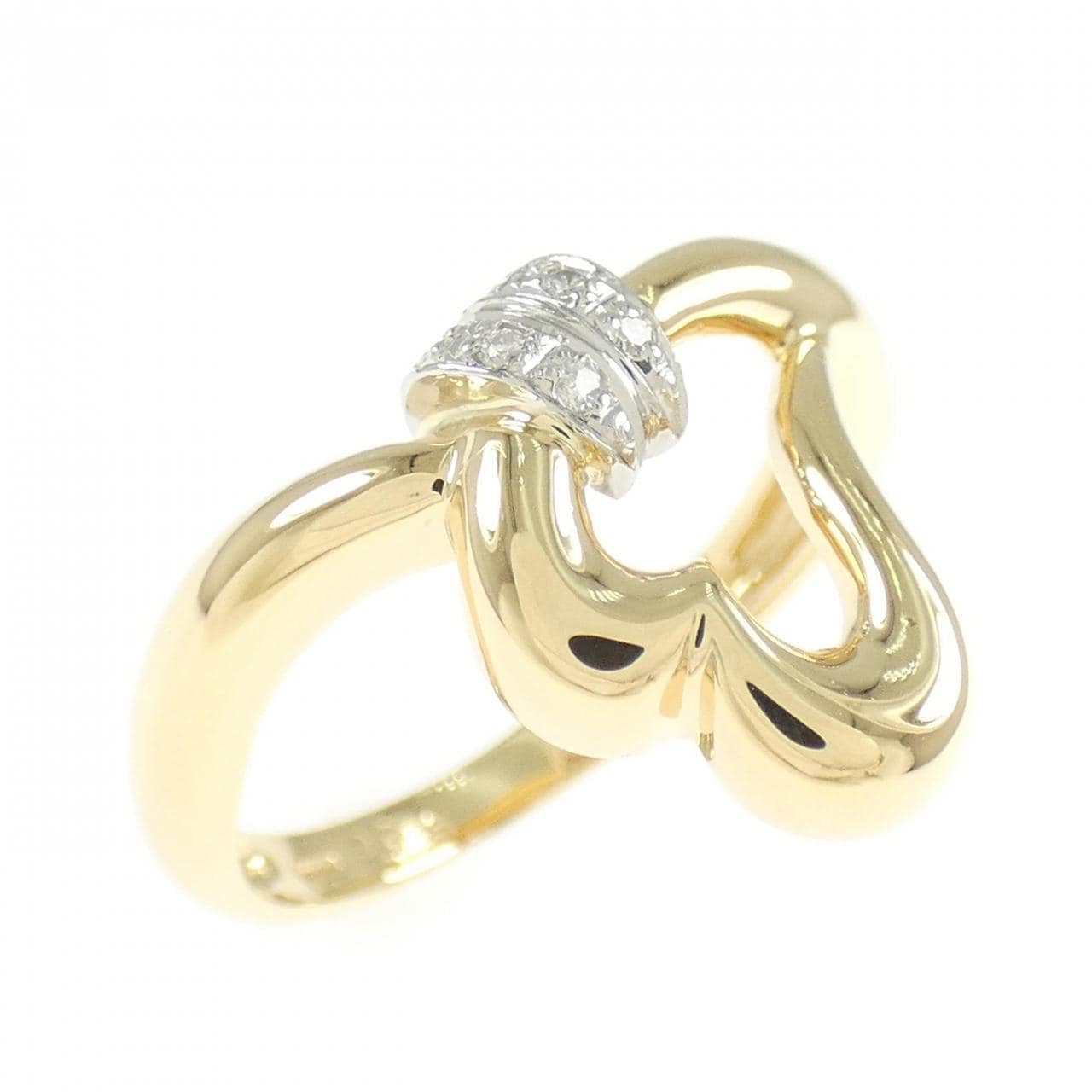 K18YG/PT900 ハート ダイヤモンド リング 0.03CT