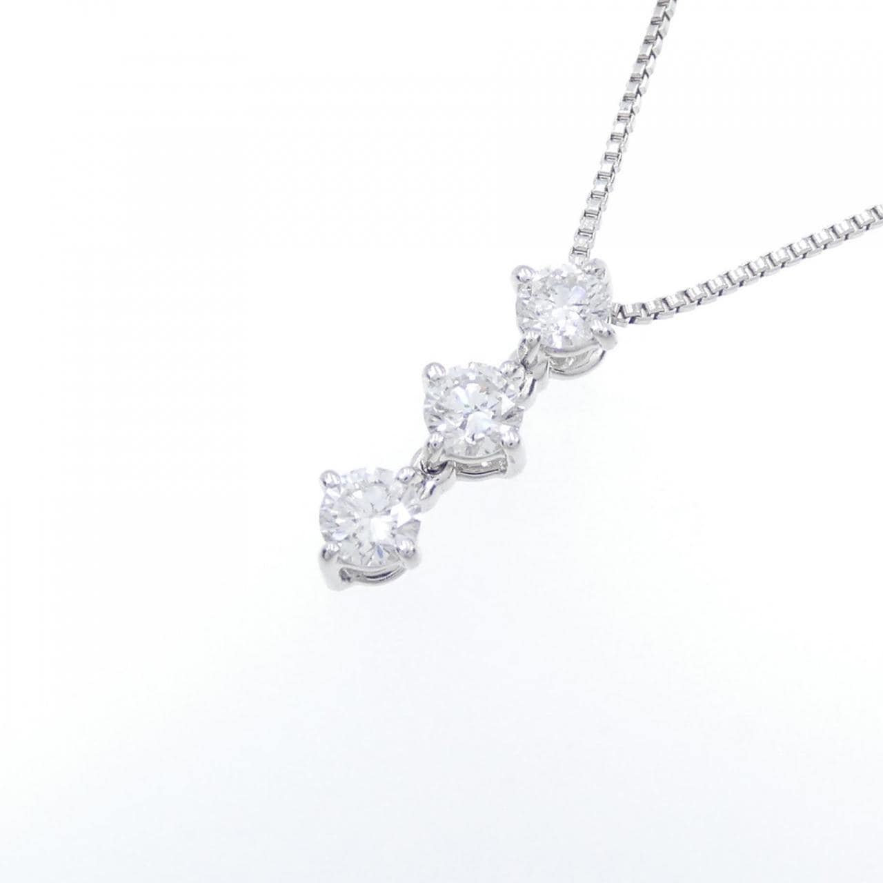 Pt 銀座和光 ダイヤモンド 0.25ct ネックレス スリーストーン WAKO