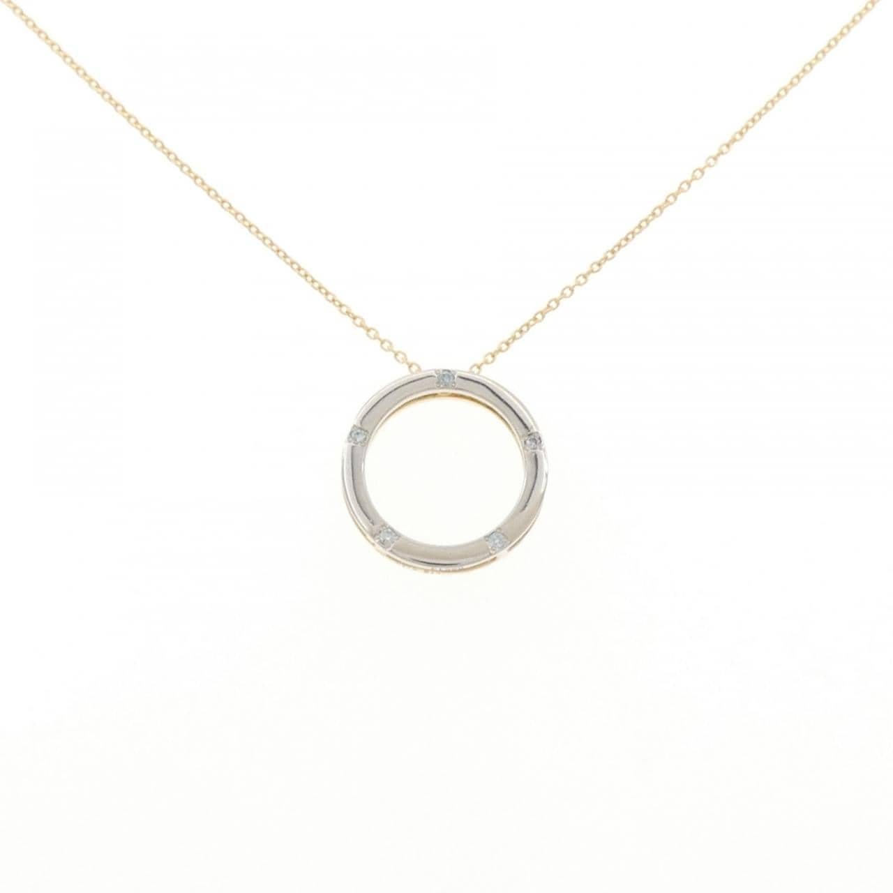 K18YG/PT900 ダイヤモンド ネックレス 0.19CT