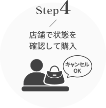 step4 店舗で状態を確認して購入（キャンセルOK）